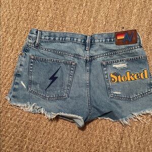 Aviator Nation Mid Rise boyfriend cutoff jeans vintage